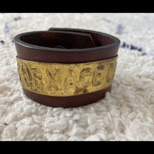 Brown genuine leather wrap bracelet with brass
